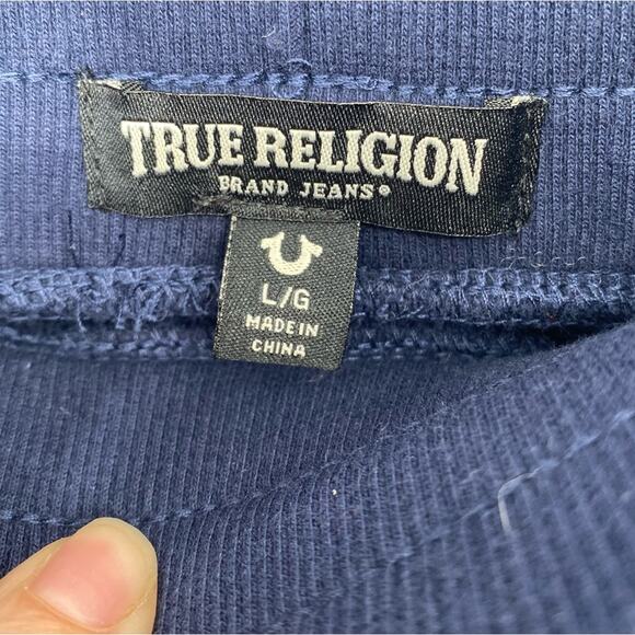 True Religion Men’s Jogging Pants Comfy Athleisure Streetwear Navy Large - Picture 6 of 9
